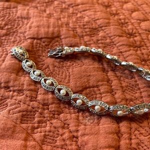 Beautiful Sterling Silver Pearl Tennis Bracelet